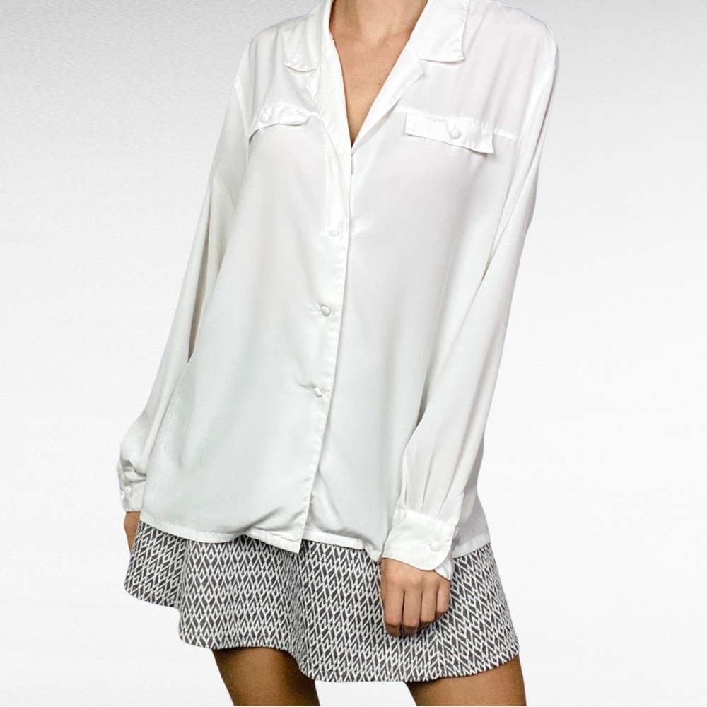 VINTAGE | 1980’s TJW by Mervyn’s White Classic Button Up Long Sleeve Shirt